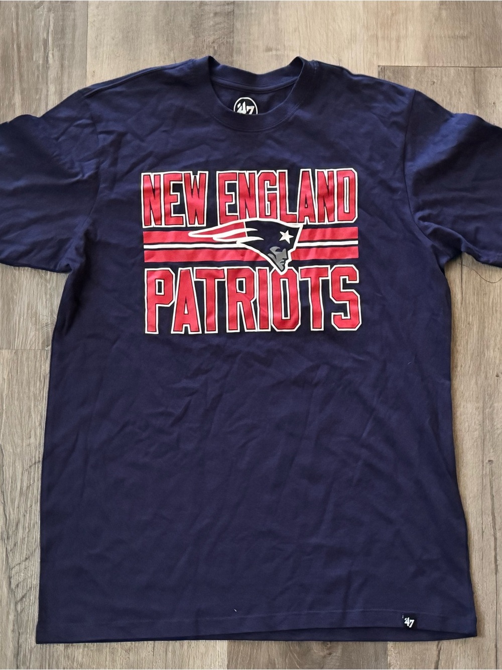 47 Brand New England Patriots Navy Tee with Red & White Graphics